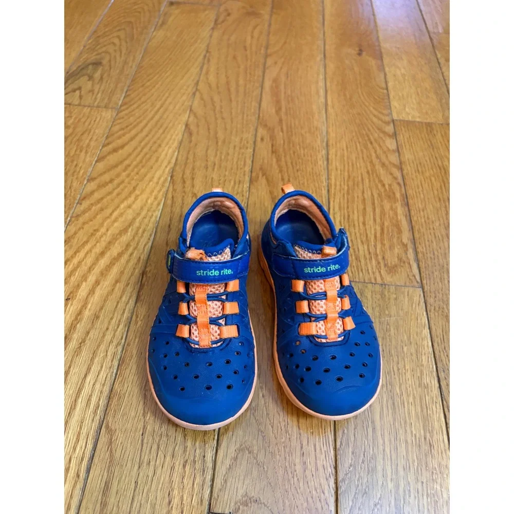 Stride Rite Made 2 Play Phibian Blue Orange Water Shoes Kids Sneaker Hybrid Sz 8